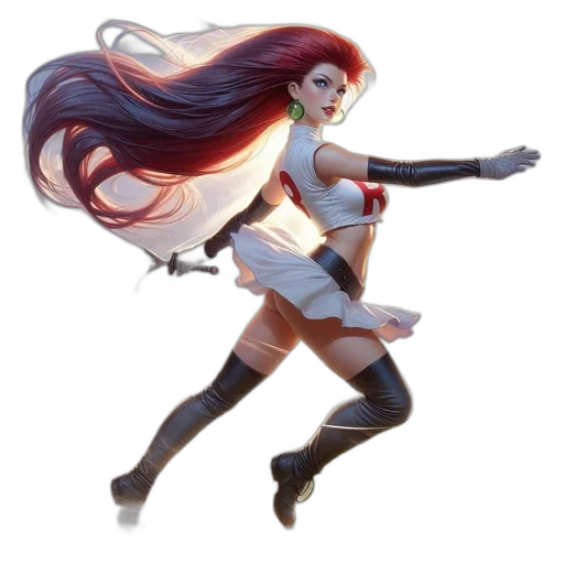 staff, concept art, fantasy art, comic book art, pixel art, red, woman, hair transparent PNG cut-out