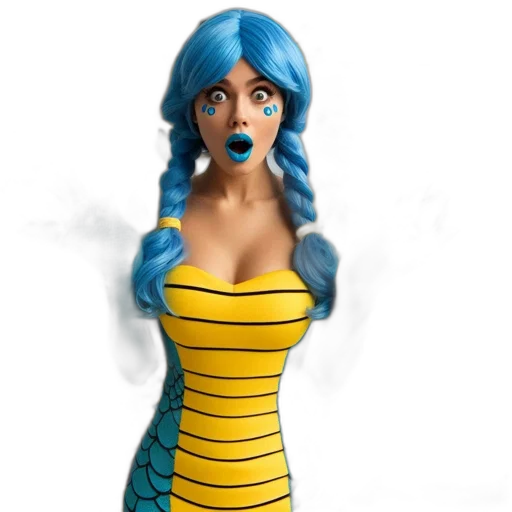 dress, 3d render, concept art, cartoon, fantasy art, sea, creature-inspired, woman transparent PNG cut-out