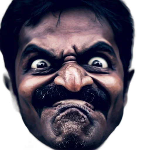 face, mask, creature, staff, comic book art, concept art, photorealistic, cartoon transparent PNG cut-out