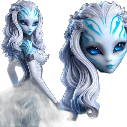 fantasy art, concept art, 3d render, comic book art, blue, ethereal, being, pale transparent PNG cut-out
