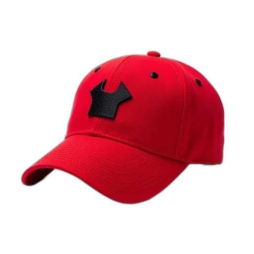 hat, crown, 3d render, red, baseball, cap, black, embroidered transparent PNG cut-out