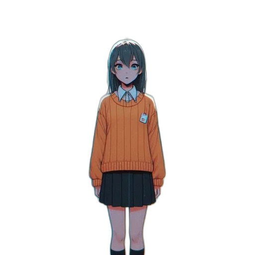jacket, dress, creature, robot, anime, pixel art, concept art, 3d render transparent PNG cut-out