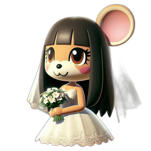 animal, dress, flower, face, 3d render, cartoon, concept art, photorealistic transparent PNG cut-out