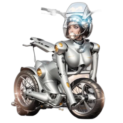 robot, concept art, cyberpunk, comic book art, 3d render, outer space, futuristic, woman transparent PNG cut-out