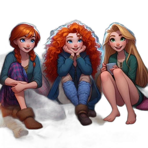 fantasy art, concept art, cartoon, watercolor, snow, fire, three, animated transparent PNG cut-out