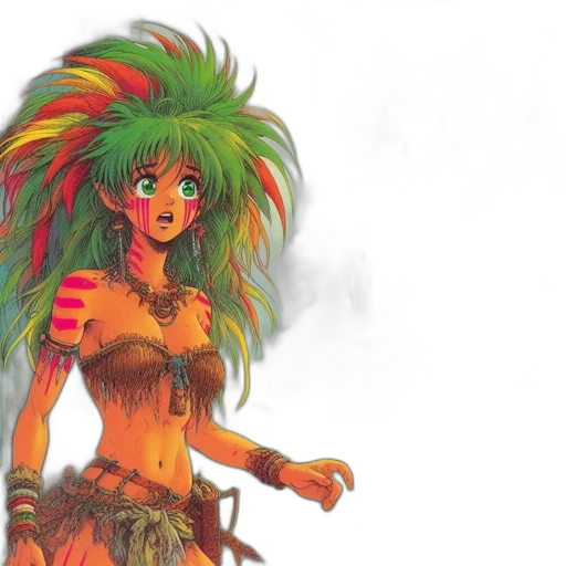 staff, fantasy art, concept art, watercolor, comic book art, fire, green, animated transparent PNG cut-out