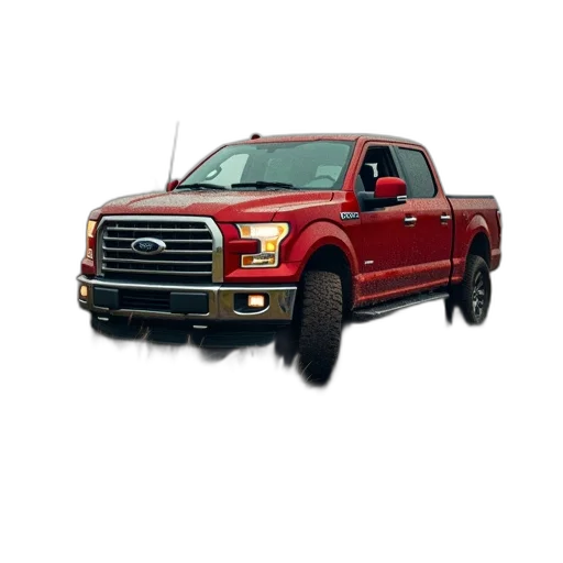 car, photorealistic, 3d render, red, pickup, truck, stuck, muddy transparent PNG cut-out