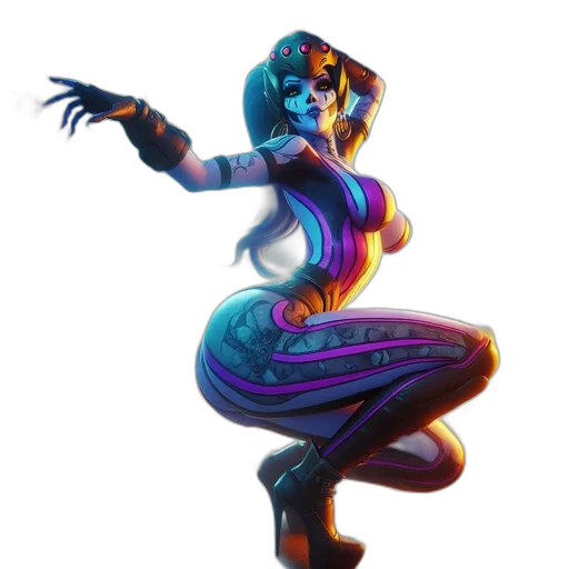 dress, mask, concept art, fantasy art, 3d render, vaporwave, blue, neon transparent PNG cut-out