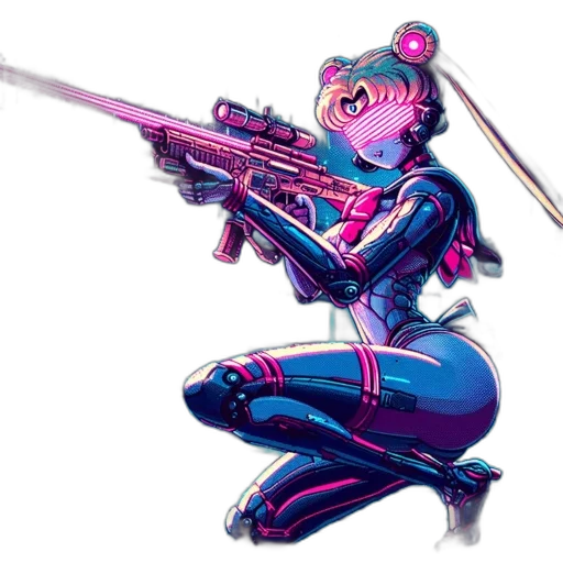 weapon, staff, concept art, cyberpunk, comic book art, pixel art, futuristic, anime-style transparent PNG cut-out