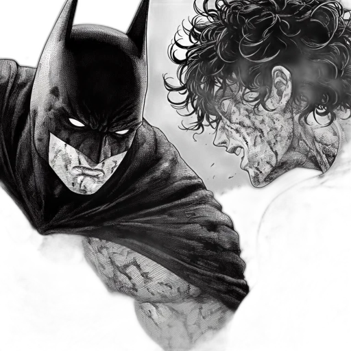 comic book art, concept art, photorealistic, pencil sketch, batman, stands, resolute, against transparent PNG cut-out