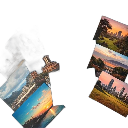umbrella, photorealistic, concept art, 3d render, sunset, earth tones, colorful, collection transparent PNG cut-out