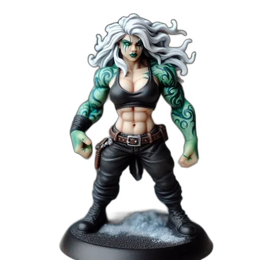 concept art, comic book art, fantasy art, 3d render, detailed, figurine, portrays, female transparent PNG cut-out