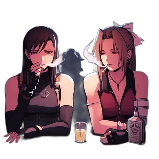 concept art, pixel art, cyberpunk, anime, fire, dark, monochrome, two transparent PNG cut-out
