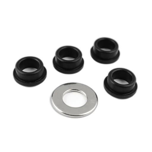 jewelry, set, four, black, rubber, grommets, different, sizes transparent PNG cut-out