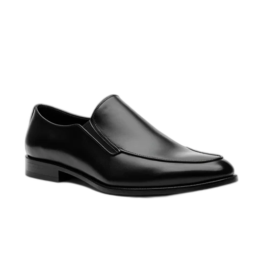 shoes, photorealistic, black, leather, slip-on, shoe, smooth, surface transparent PNG cut-out