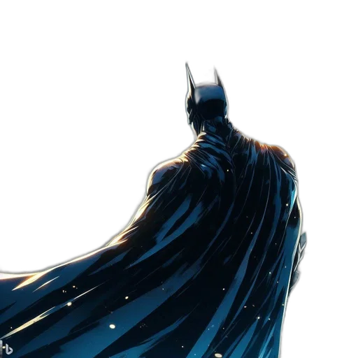 comic book art, concept art, fantasy art, watercolor, blue, dark, batman, stands transparent PNG cut-out