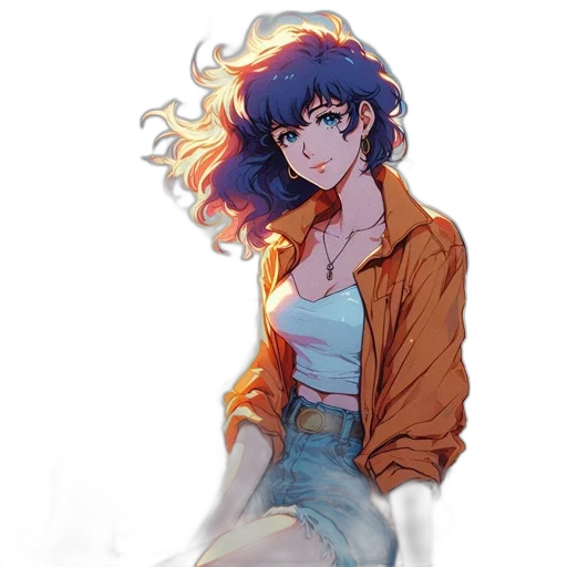 jacket, dress, hair, creature transparent PNG cut-out