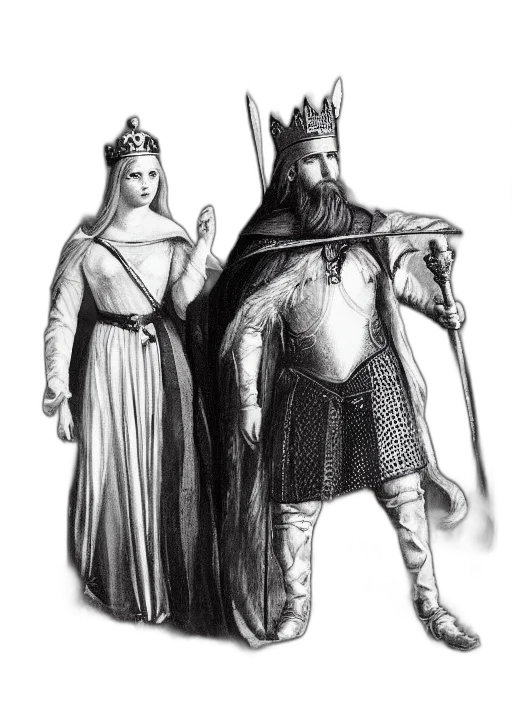 crown, sword, dress, staff, concept art, pencil sketch, fantasy art, male transparent PNG cut-out
