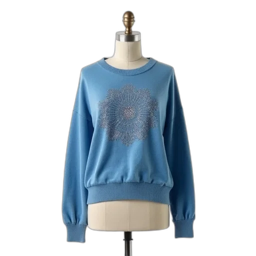 jacket, blue, mannequin, dressed, sweater, sparkly, design, front transparent PNG cut-out