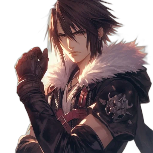 jacket, sword, weapon, staff, fantasy art, concept art, anime, pixel art transparent PNG cut-out