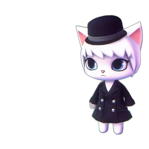 hat, staff, dress, animal, 3d render, concept art, anime, cartoon transparent PNG cut-out