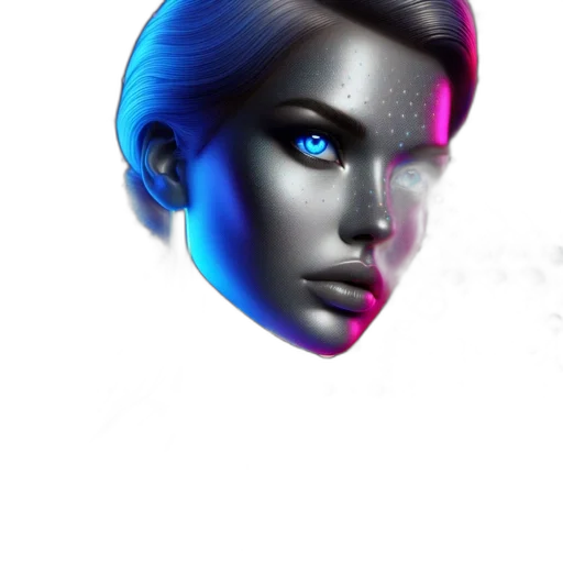 face, mask, robot, jewelry, 3d render, cyberpunk, photorealistic, concept art transparent PNG cut-out