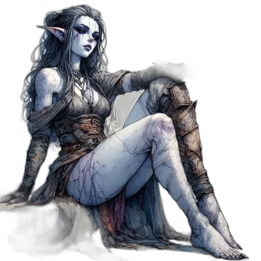 fantasy art, concept art, watercolor, comic book art, blue, dark, monochrome, pastel transparent PNG cut-out