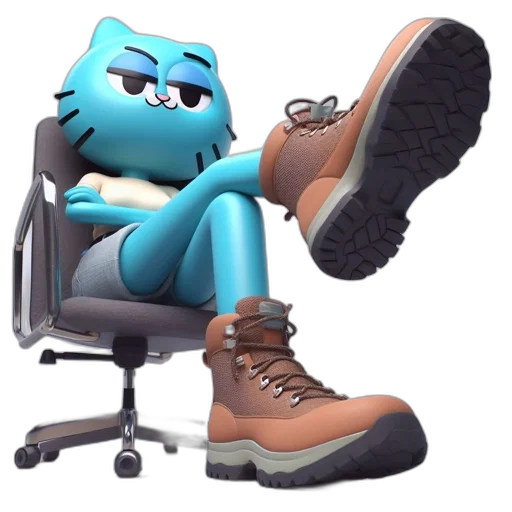furniture, robot, shoes, staff, 3d render, concept art, cartoon, vaporwave transparent PNG cut-out