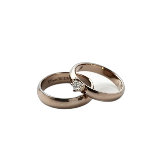 jewelry, 3d render, earth tones, pair, wedding, rings, diamond, left transparent PNG cut-out