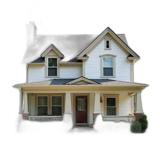 building, furniture, 3d render, photorealistic, two-story, suburban, house, gabled transparent PNG cut-out