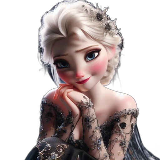 dress, 3d render, fantasy art, cartoon, photorealistic, snow, enchanting, snowy transparent PNG cut-out