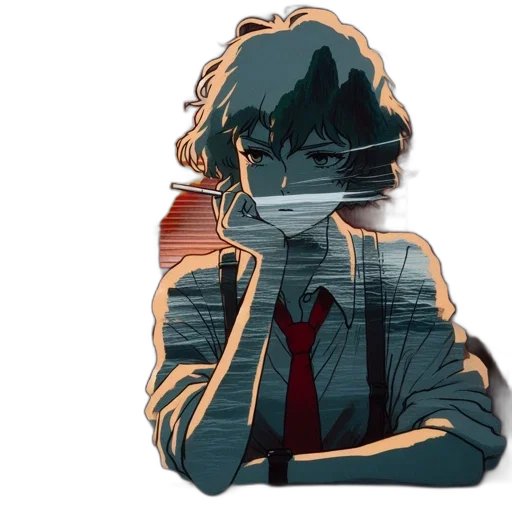 jacket, mask, face, robot, anime, pixel art, cartoon, vaporwave transparent PNG cut-out