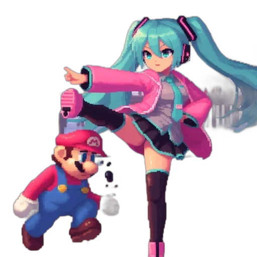 weapon, staff, robot, dress, pixel art, 3d render, concept art, vaporwave transparent PNG cut-out
