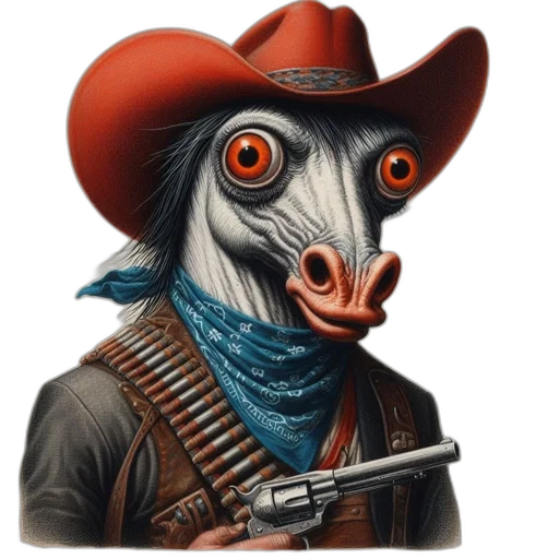 animal, mask, hat, weapon, concept art, photorealistic, comic book art, fantasy art transparent PNG cut-out