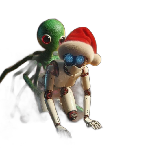 robot, creature, animal, 3d render, concept art, outer space, indoor, festive transparent PNG cut-out