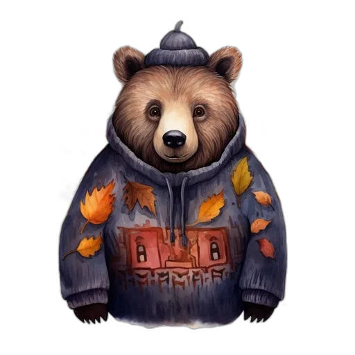 jacket, concept art, 3d render, pixel art, photorealistic, illustration, features, bear transparent PNG cut-out