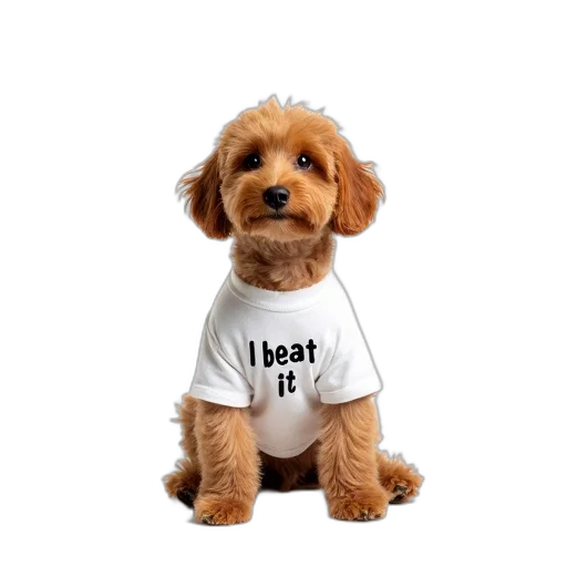 animal, jacket, brown, dog, white, shirt, reads, beat transparent PNG cut-out