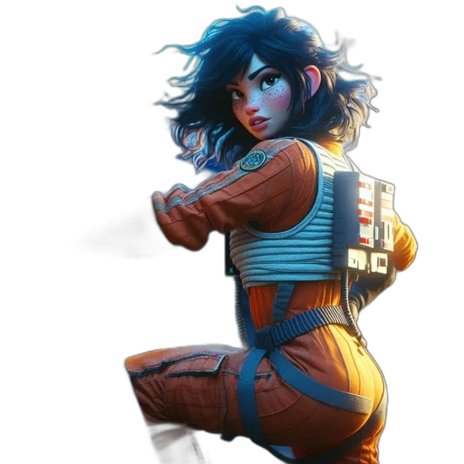 robot, staff, weapon, jacket, concept art, comic book art, cyberpunk, fantasy art transparent PNG cut-out