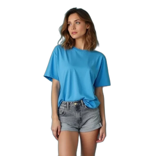 dress, blue, monochrome, pastel, colorful, woman, wearing, t-shirt transparent PNG cut-out