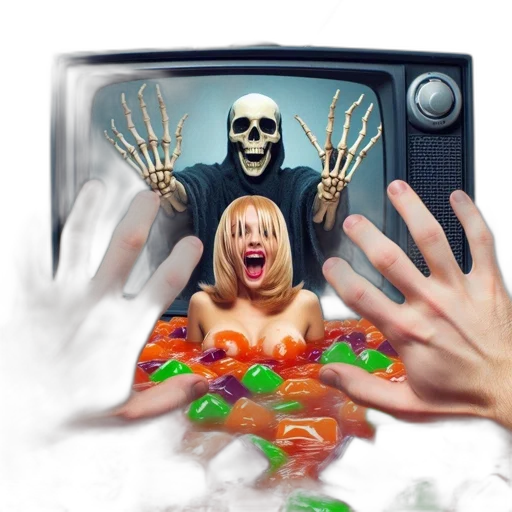 concept art, pixel art, 3d render, surreal, scene, where, screaming, woman transparent PNG cut-out