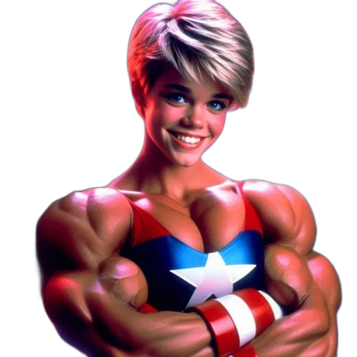 weapon, comic book art, photorealistic, concept art, cartoon, illustration, muscular, smiley transparent PNG cut-out