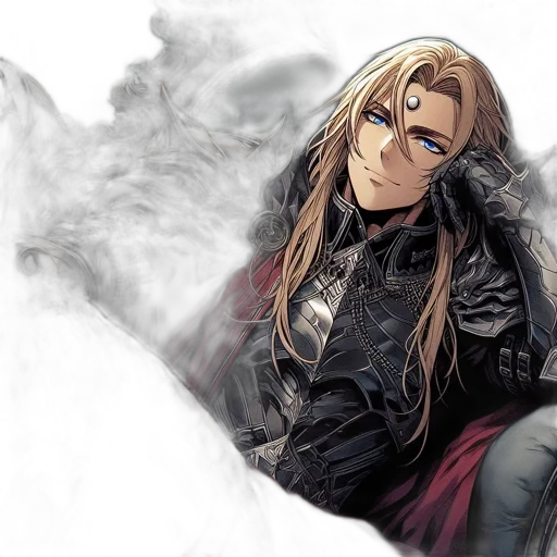 sword, fantasy art, concept art, photorealistic, anime, dark, monochrome, regal transparent PNG cut-out
