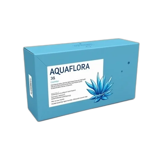 blue, box, white, label, containing, text, aquaflora, stylized transparent PNG cut-out