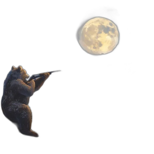 animal, staff, concept art, pixel art, 3d render, outer space, night, bear transparent PNG cut-out