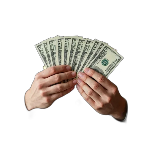 man, military, uniform, holding, stack, dollar, bills transparent PNG cut-out
