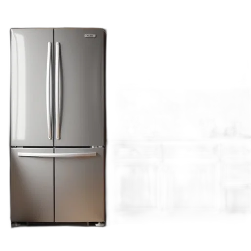 3d render, kitchen, scene, stainless, steel, refrigerator, left, wooden transparent PNG cut-out