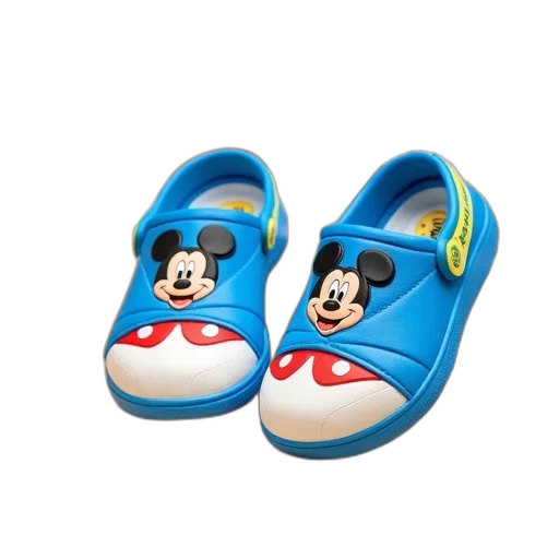 shoes, 3d render, photorealistic, pair, blue, white, mickey, mouse-themed transparent PNG cut-out
