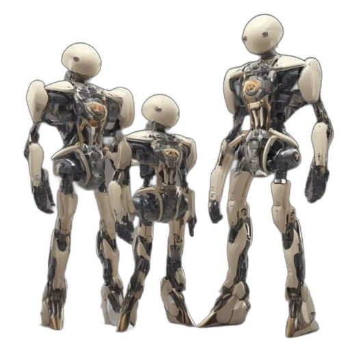robot, concept art, 3d render, cyberpunk, pixel art, three, humanoid, robots transparent PNG cut-out