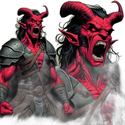 concept art, comic book art, fantasy art, red, imposing, figure, fiery, skin transparent PNG cut-out