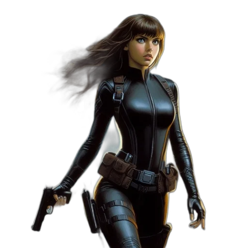 concept art, comic book art, fantasy art, photorealistic, female, character, brown, hair transparent PNG cut-out